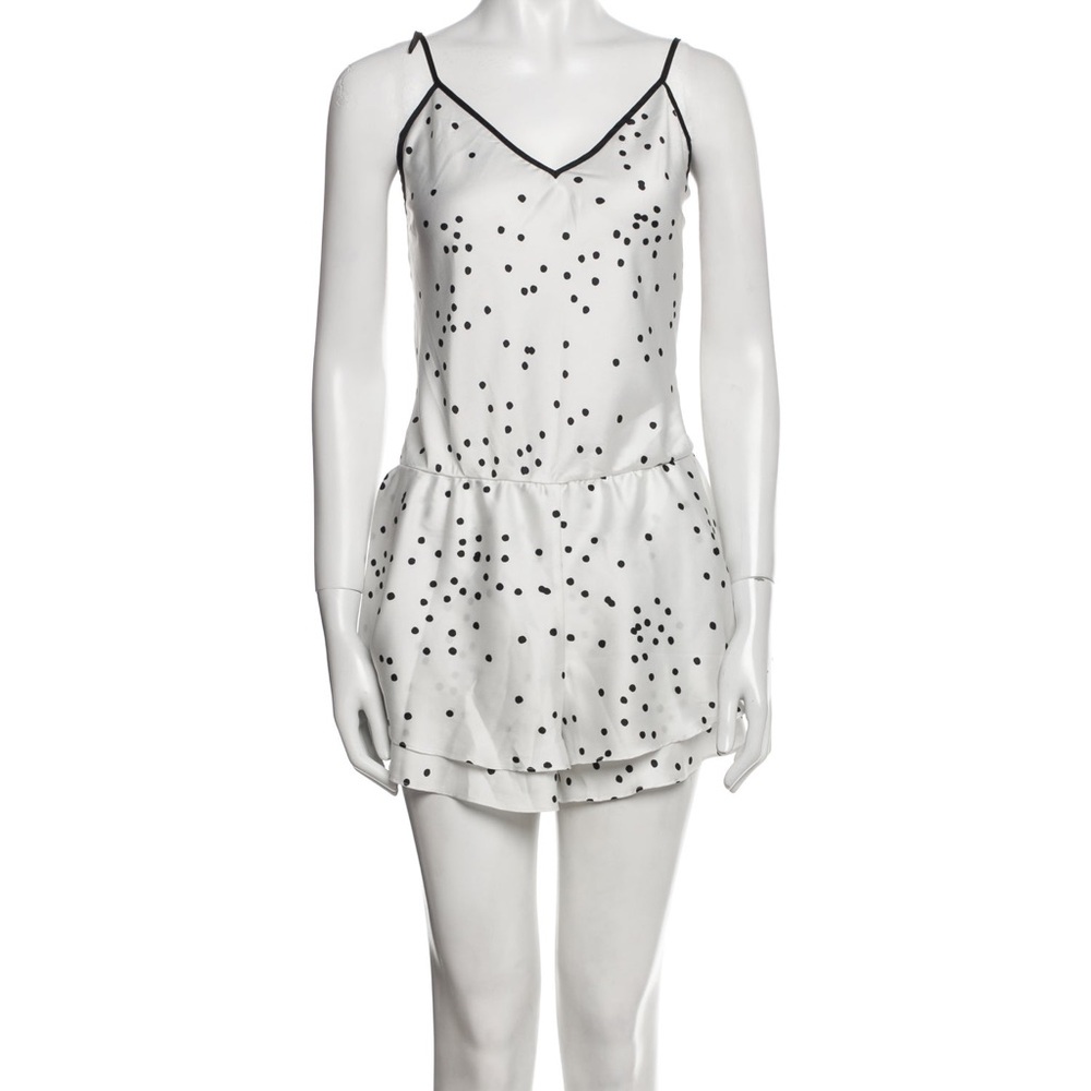 Kate Spade NY Dream a Little Dream, Silky Polka Dot Romper Black Tie Straps Sz 1